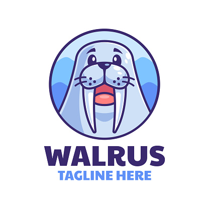 Happy Walrus Cartoon Logo Design