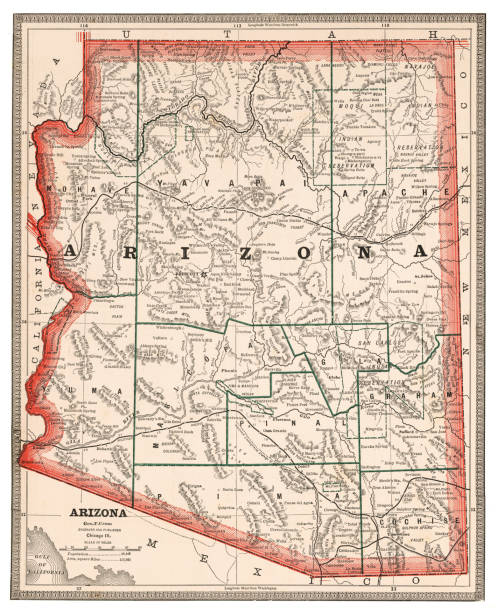 istock Map of the state of Arizona, USA 1883 1456957574