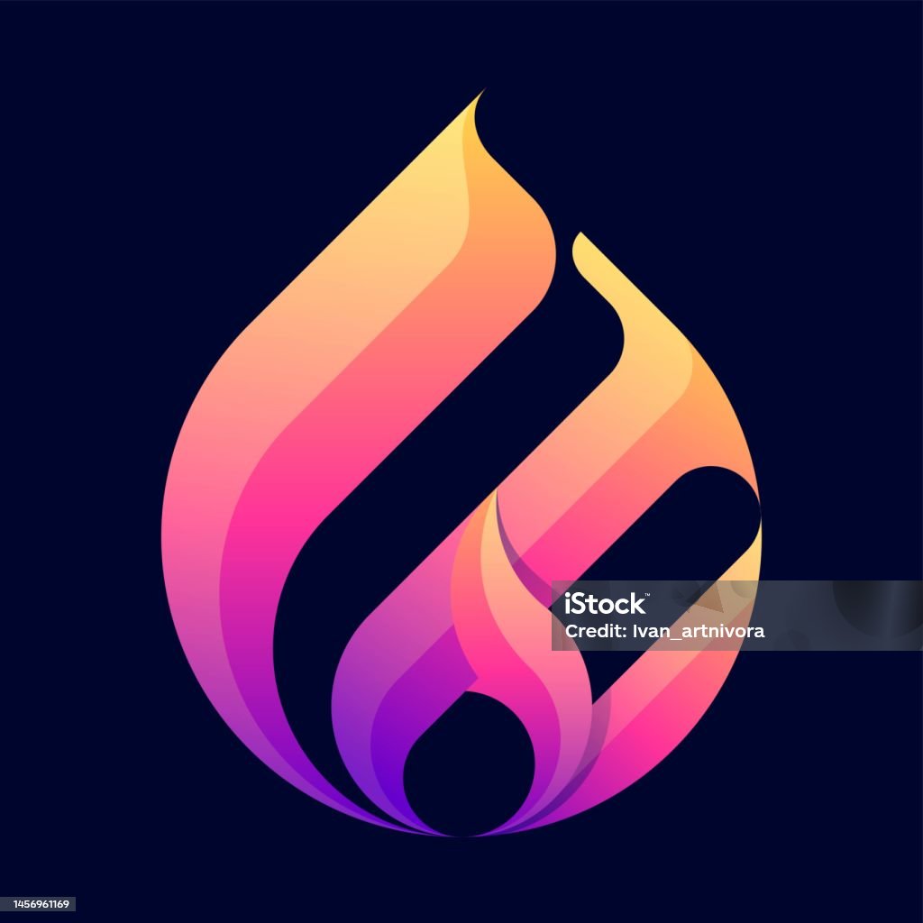 Draw Flame Gradient Vector Illustration Flame Gradient Colorful Style Stock Illustration ...