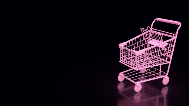 istock The pink shopping cart on black background 3d rendering 1456961658
