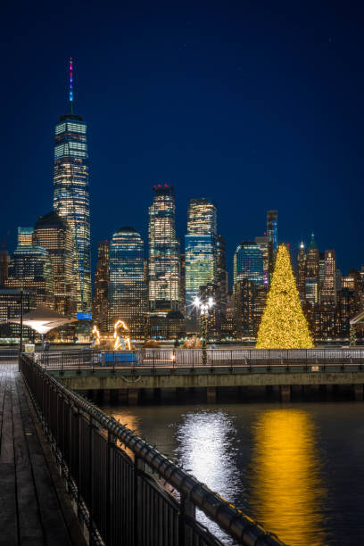 Freedom Tower and Christmas Tree stock photo