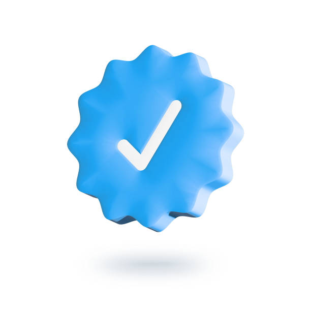 istock Blue verified badge with checkmark sign isolated on white background. 3D illustration 1456964316