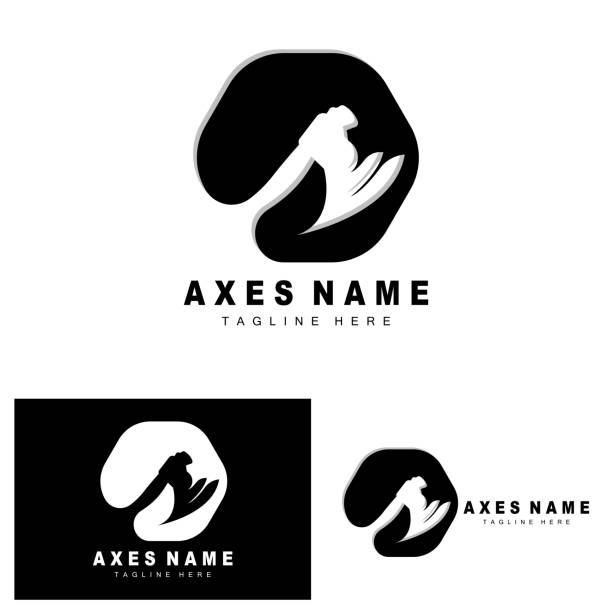 Ax Logo Design, War Tool Illustration and Woodcutter Vector Ax Logo Design, War Tool Illustration and Woodcutter Vector axe throwing logo stock illustrations