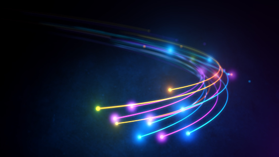 3D rendering, Fiber optic technology, Lights abstract background