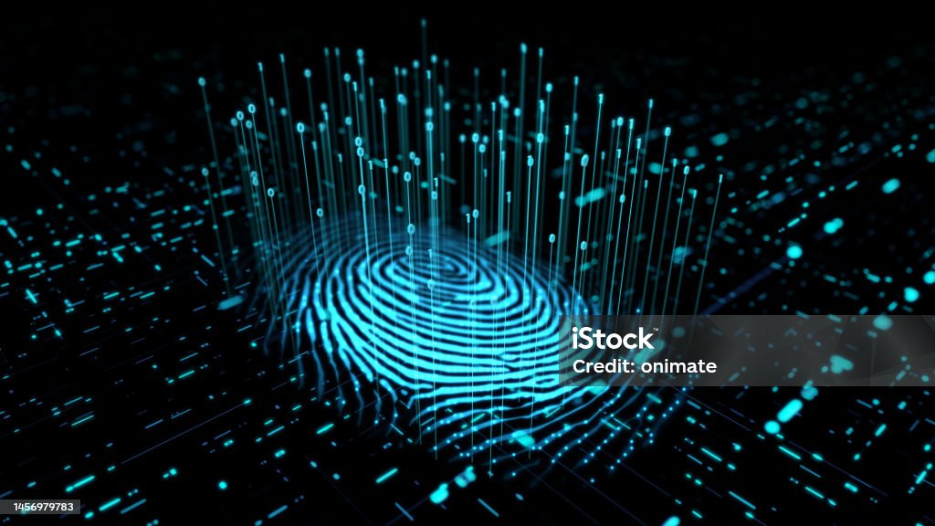 Fingerprint Scanning Technology Binary Code 3d Rendering Stock Photo ...