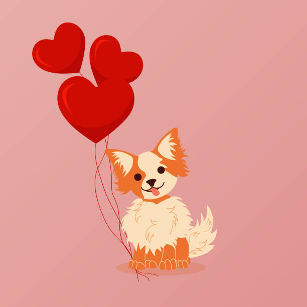 istock Valentine s day pets. Cute cartoon dog with a heart. 1456979889