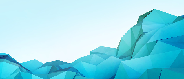 Abstract Background. Futuristic Metaverse and 3D Low poly mountain for technology Innovation Internet with connection concept on green background. Inspiration, copy space, digital, website -3d Ren