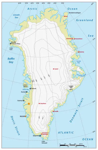 Vector illustration of Vector map of the autonomous state of Greenland