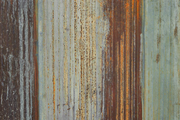 istock Old zinc wall texture background, rusty on galvanized metal panel sheeting. 1456986959