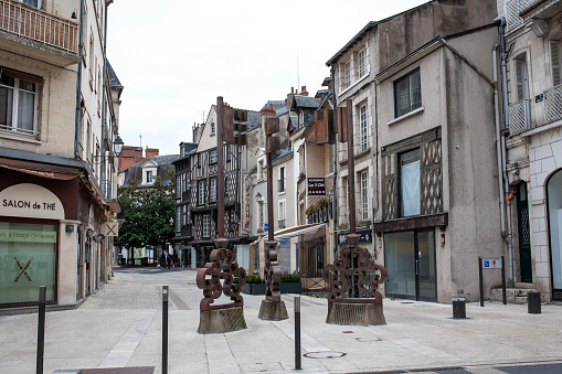 Blois, France - September 22, 2020: Street view at Blois city centre