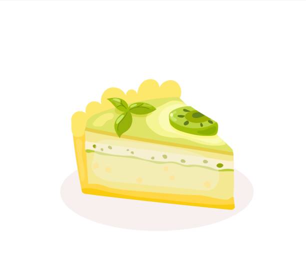 ilustrações de stock, clip art, desenhos animados e ícones de a piece of cake with kiwi. decoration for menu, posters, wallpapers - freshness food serving size kiwi