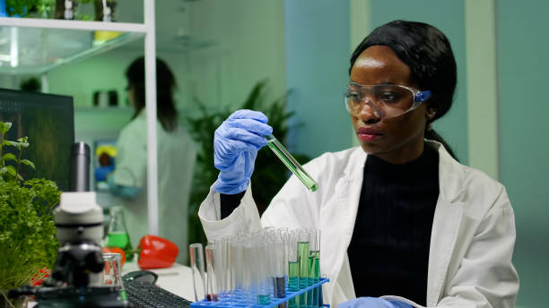 istock African botanist researcher checking test tubes with dna test liquid 1456994927