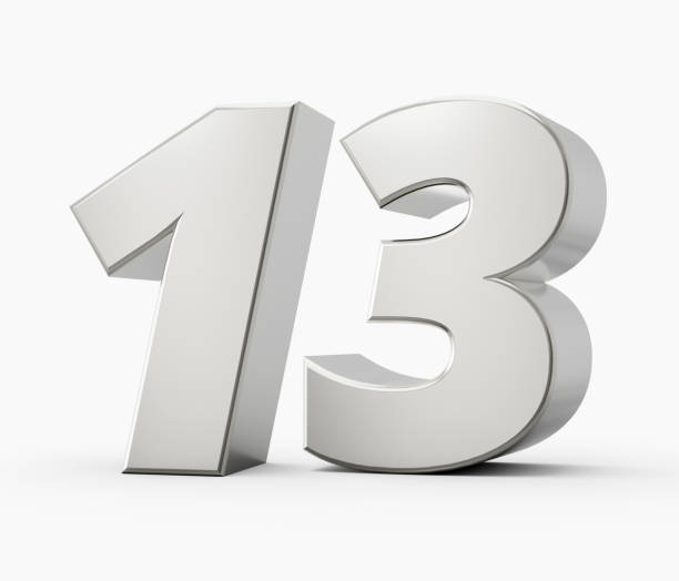 istock Silver 3d numbers 13 Thirteen. Isolated white background 3d illustration 1456995549
