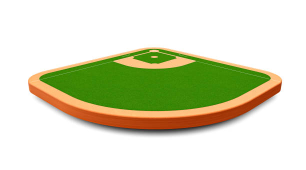 baseballfeld. großes baseballstadion feld isometrische 3d-illustration - baseball player baseball outfield stadium stock-fotos und bilder