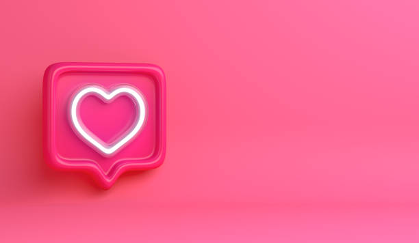 istock Happy Valentines day concept with heart icon neon, bubble speech decoration background, copy space text, 3d rendering illustration 1456997401