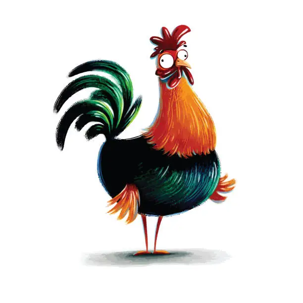 Vector illustration of Illustration of a rooster looking stupid