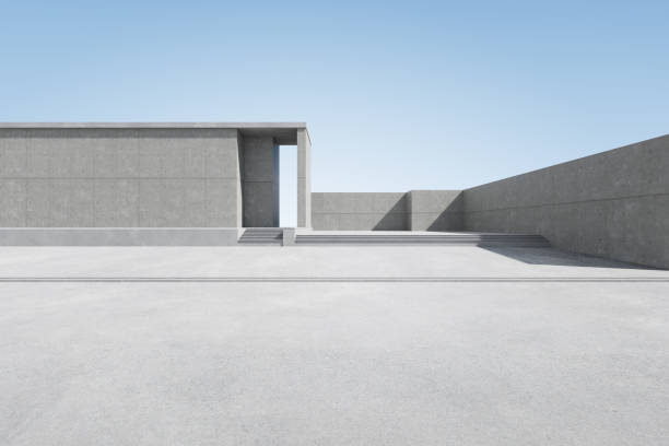 istock 3d render of abstract architecture space with empty concrete floor, car presentation background. 1457001802