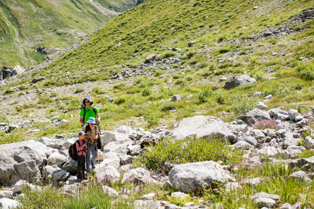 istock Family hiking in mountains 1457001835