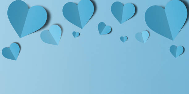 istock Light blue heart confetti set on light blue confetti background. Valentine's Day 1457002950