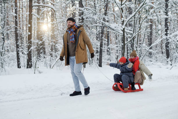 istock Family spending time in winter forest 1457004797
