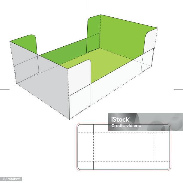 Blue Print Box's Tray Box With Blueprint Stock Illustration - Download Image Now - Blank ...