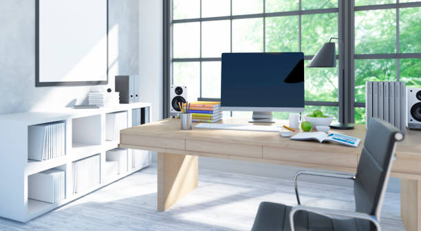 Modern home office interior stock photo