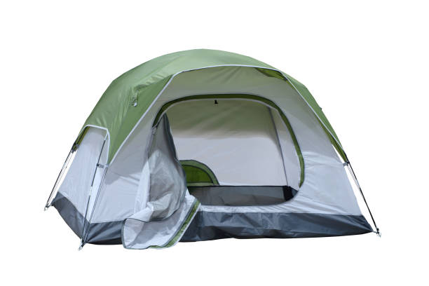 tienda turística abierta de tamaño mediano para acampar en viajes al aire libre - tent camping dome tent single object fotografías e imágenes de stock