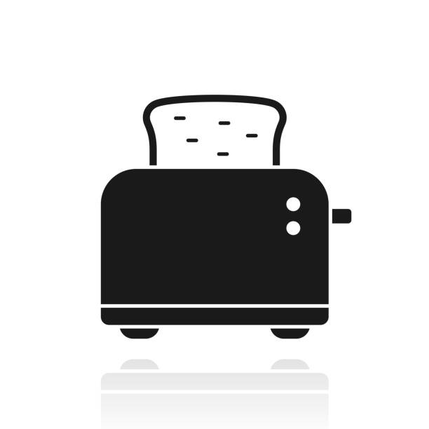 toaster. symbol mit reflexion auf weißem hintergrund - double oven stock-grafiken, -clipart, -cartoons und -symbole