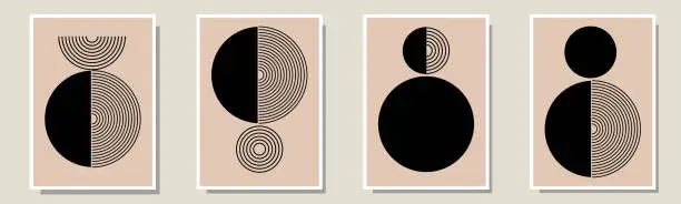 Vector illustration of Set of abstract creative minimalist artistic composition