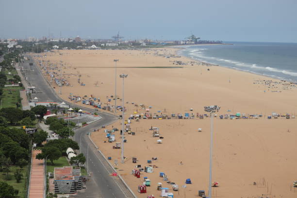 istock Beautiful Beach next to road in Chennai 1457025205