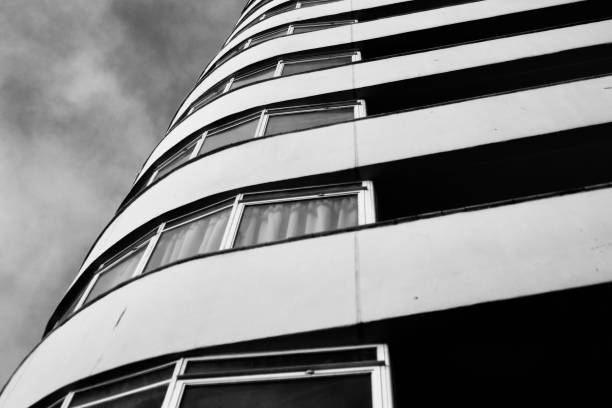 A view of a low-rise block of flats in Hammersmith, West London, photographed during summer.