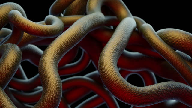 Background with snakes, abstract 3d animation