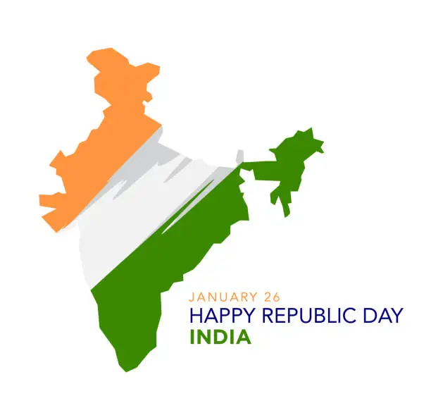 Vector illustration of Happy Republic Day India. 26 as India celebrates its Republic Day on the 26th of January. Vector illustration.