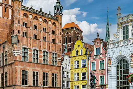 St. Mary's church and Cloth's Hall on Market Square of Krakow, Poland