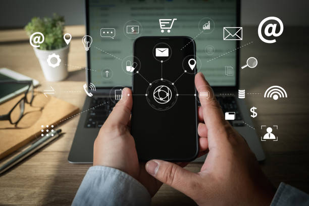 istock Business man works Smart city and IoT (Internet of Things) technology about internet cyberspace commerce 1457033326