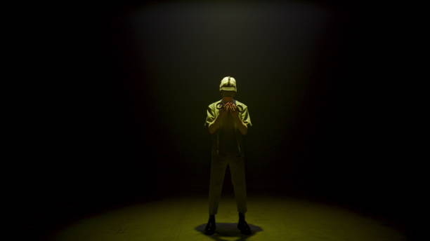 istock VR gamer neon light holding controllers. Futuristic man immersing augmented 1457033507