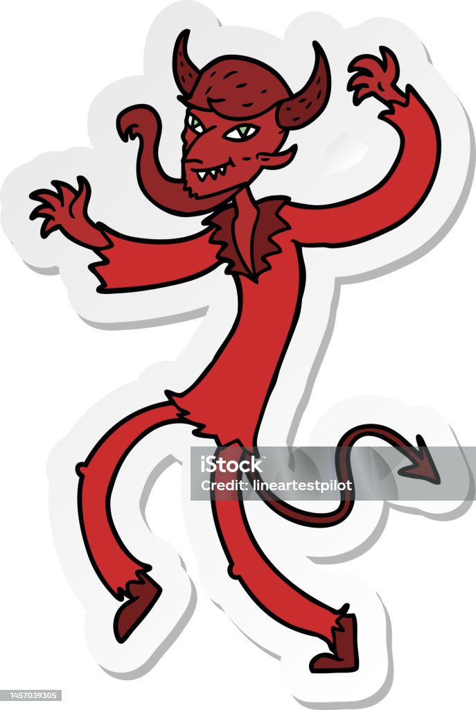Vector Diable Autocollant Dun Diable Dansant De Dessin Animé Vecteurs libres de ...