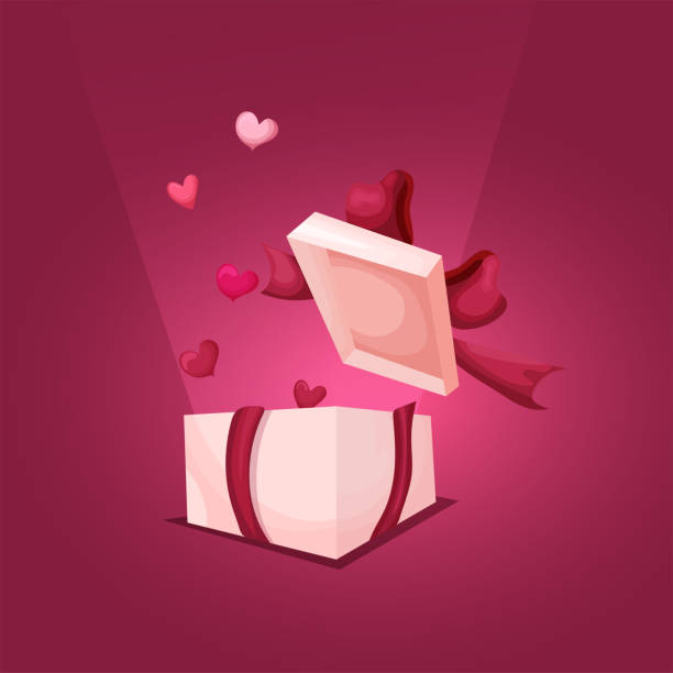 illustrations, cliparts, dessins animés et icônes de carte de saint-valentin. coffret cadeau avec cœurs avec rubans sur fond rose. bannière, modèle de carte postale, publicité, réseaux sociaux. illustration vectorielle. - valentines day gift box happiness joy