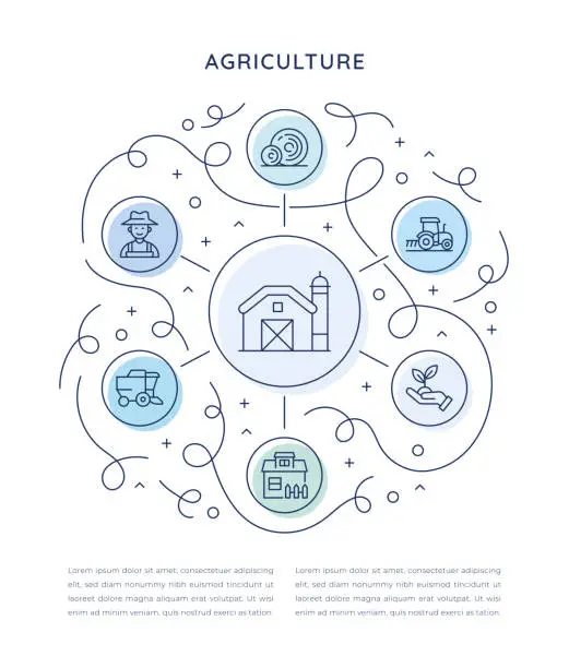 Vector illustration of Agriculture Six Steps Infographic Template