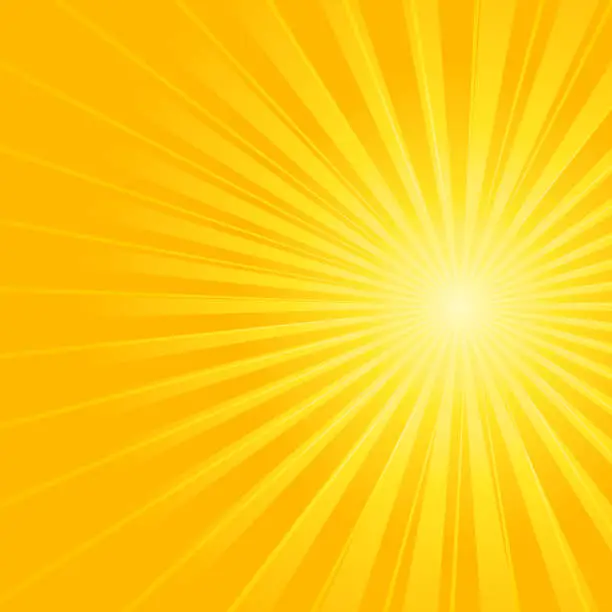 Vector illustration of Bright orange and yellow rays vector background