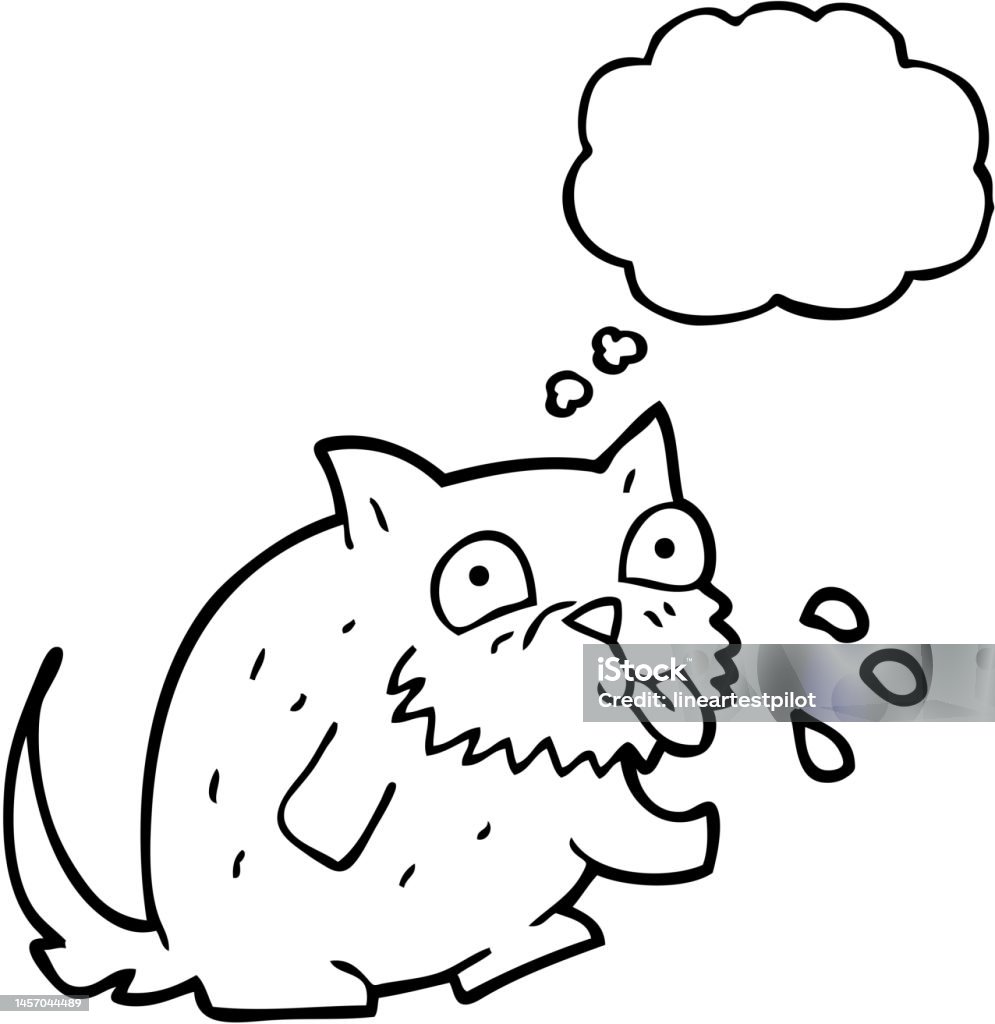 Cat Blowing Raspberry Freehand Drawn Thought Bubble Cartoon Cat Blowing Raspberry Stock ...