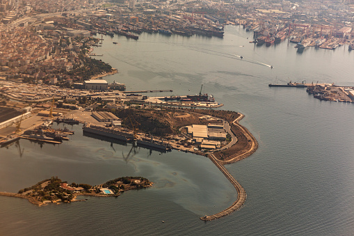 industrial shipyard at anatolian side of marmara sea near kartal pendik at istanbul turkey