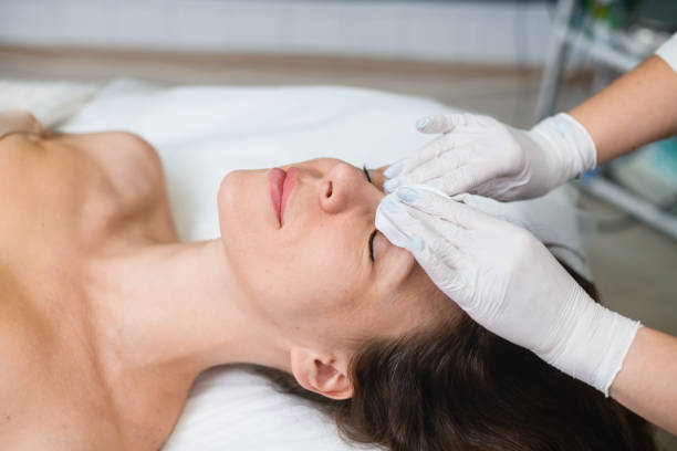 istock Top view of face massage in salon 1457048380