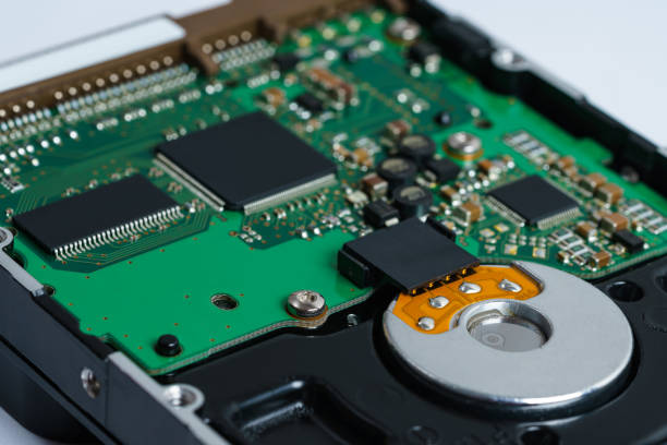 istock View of the printed circuit board of a computer hard drive. 1457051824