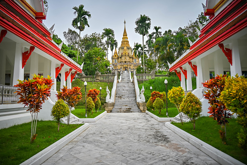 colorful buddhist temple at samui island, thailand.