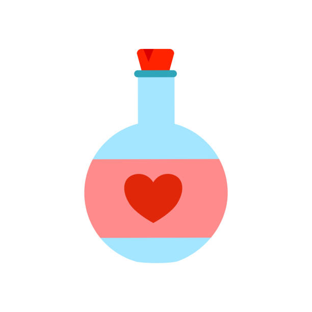 illustrations, cliparts, dessins animés et icônes de ampoule en verre chimique avec potion d’amour ou aphrodisiaque, flacon avec élixir de formule d’amour, vecteur - aphrodisiac