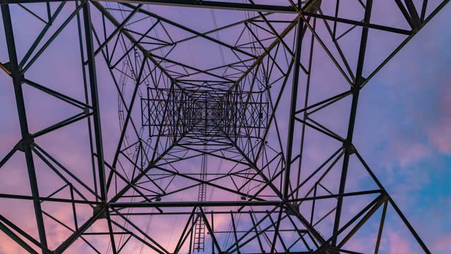 T/L Cloudscape over the electricity transmission tower at blue hour