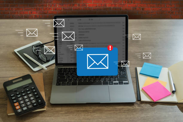 istock Mail Communication Connection message to mailing contacts phone Global Letters Concept 1457057357