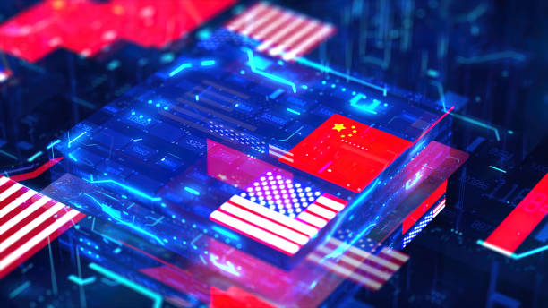 istock Processor Unit, Chip War. The Chip Crisis, The World's Big Problem. China and usa Flag. 1457057432