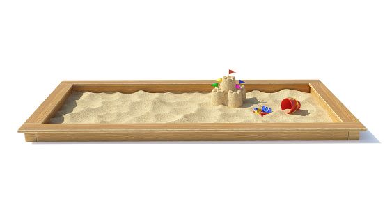Sand pit children's playground on white background 3d rendering